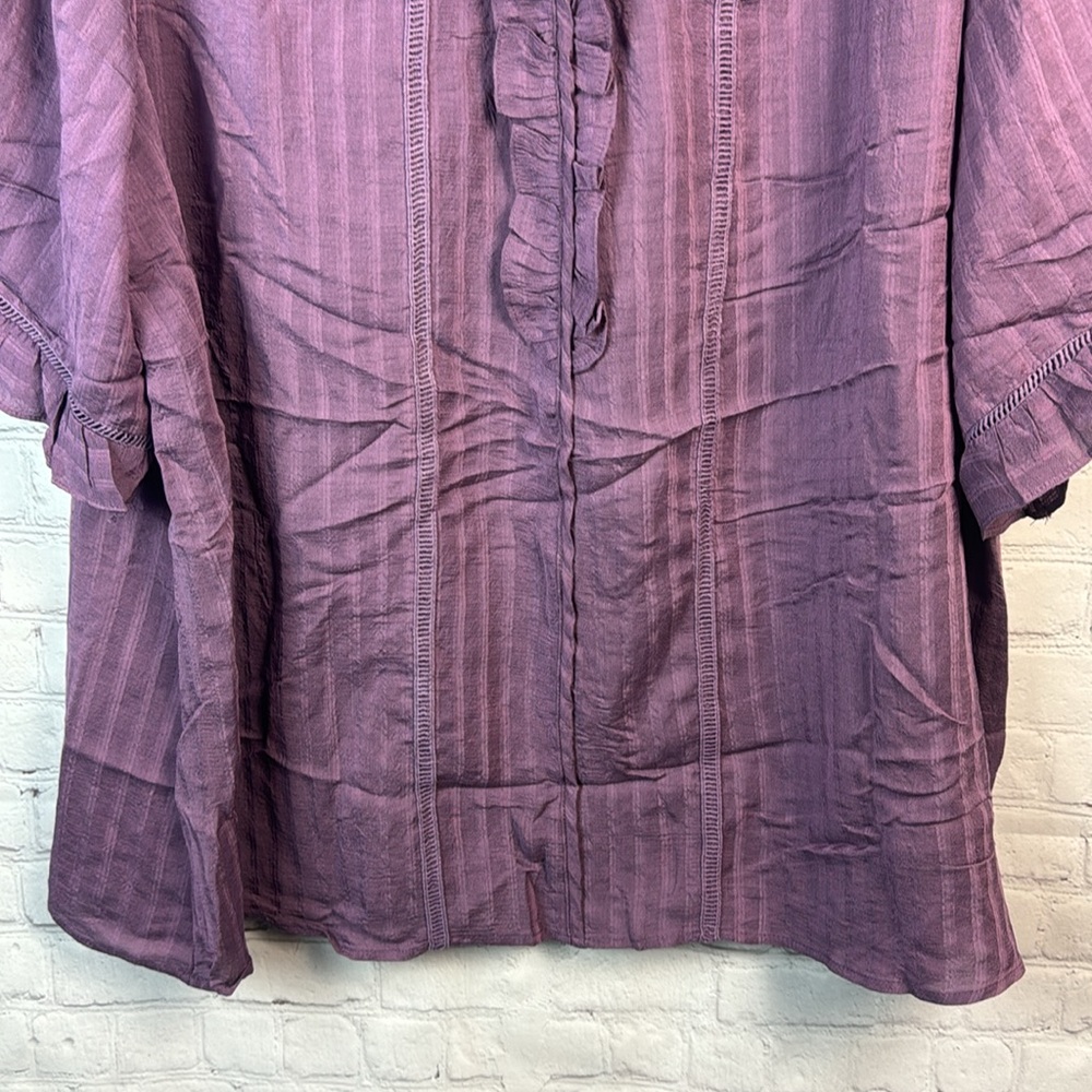 BloomChic Purple Ruffle V Neck Top Plus Size 3X - Picture 6 of 7